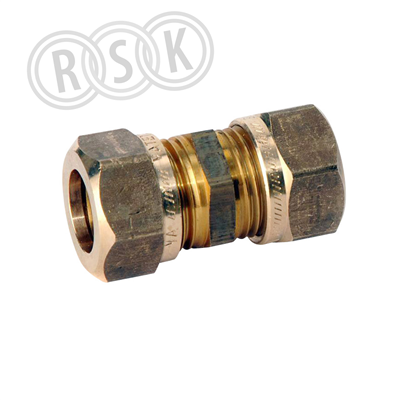 RAK KOPPLING 12 MM 2KLÄMRING MÄSSING VATETTE