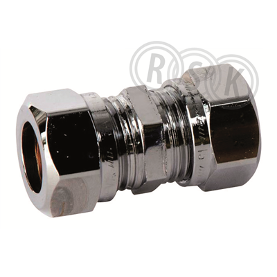 RAK KOPPLING 12X10 MM 2KLÄMRING KROM VATETTE