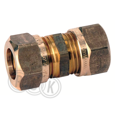 RAK KOPPLING 15 MM 2KLÄMRING MÄSSING VATETTE