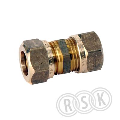 RAK KOPPLING 15X10 MM 2KLÄMRING MÄSSING VATETTE
