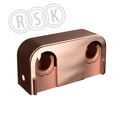RÖRKLAMMA 12/15 MM C/C 40 MM C/V 20 MM B=60 MM DUBBEL KOPPAR FALUPLAST