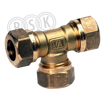 T-KOPPLING 12 MM 3KLÄMRING MÄSSING VATETTE