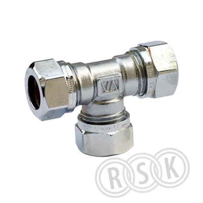 T-KOPPLING 15 MM 3KLÄMRING KROM VATETTE