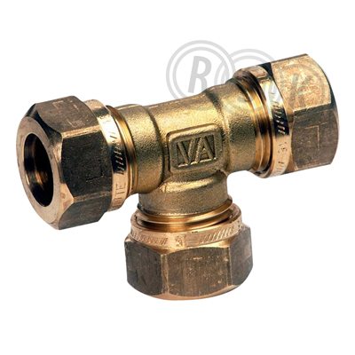 T-KOPPLING 15 MM 3KLÄMRING MÄSSING VATETTE