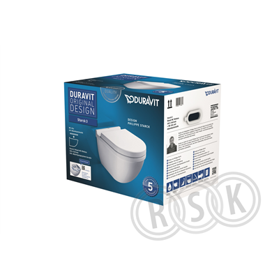 VÄGGHÄNGD WC-SKÅL STARCK 3 RIMLESS MED SOFTCLOSE-SITS DURAVIT